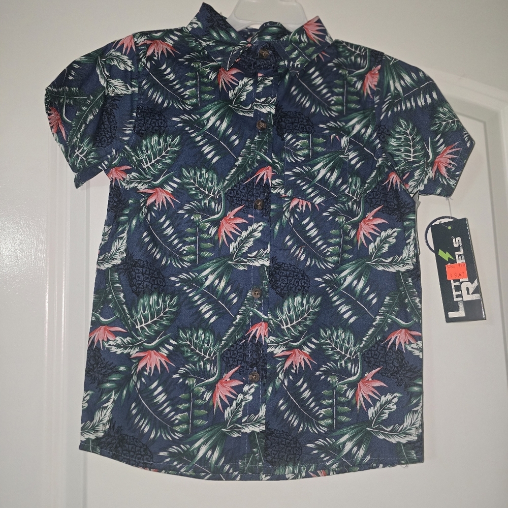 Tropical Print Button-Up Shirt